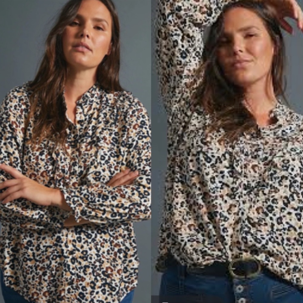 Anthro | Maeve Katia Animal Print ButtonDown Shirt